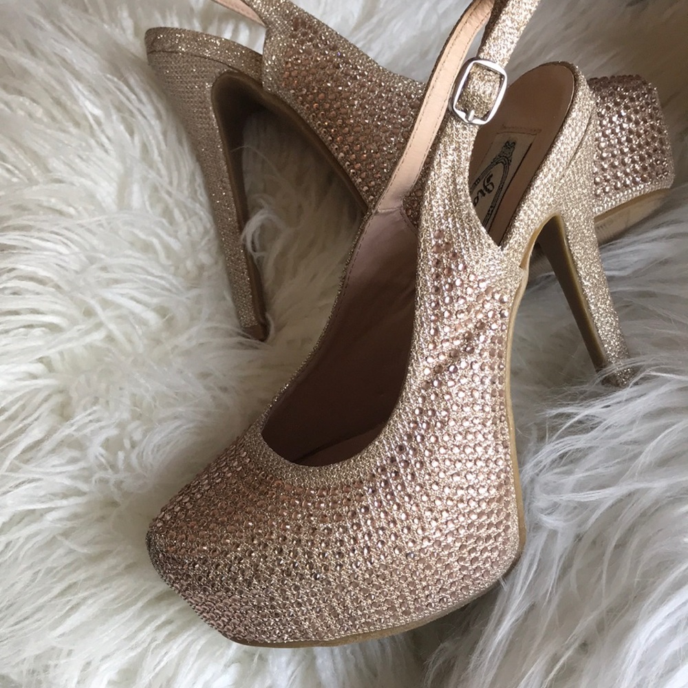 Wedding platform heels with lots of crystals!